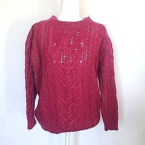 Vintage Chelsea Studio Mohair Blend Size L Fuchsia/Pink Braided/Cable  Sweater